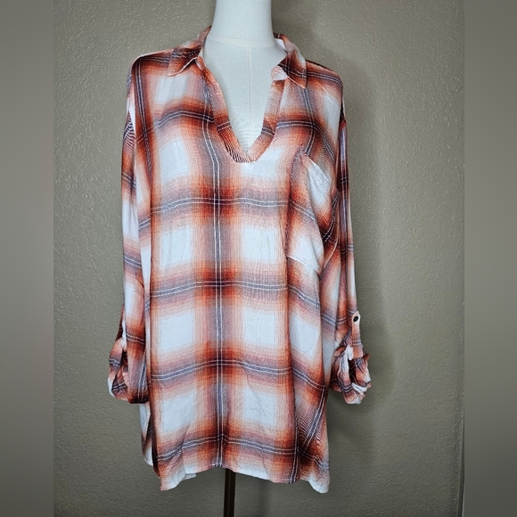 Cato Red and White Casual Button Down Shirt‎ - Picture 1 of 7